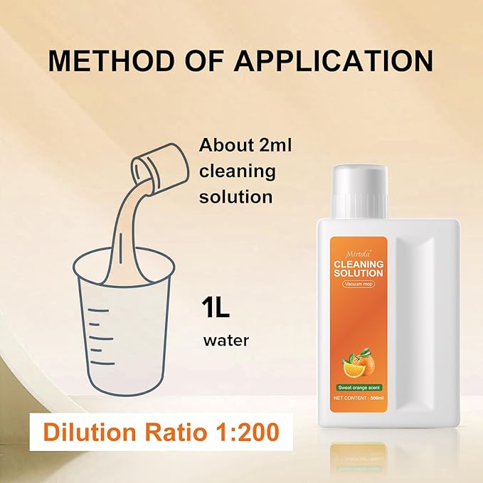 Sweet Orange Scent Floor Cleaning Solution Compatible with Dreame Cleaning Solution, Floor Cleaner for Hardwood Tile Hardfloor, Compatible Robot Vacuums with Mopping and Wet Dry Vacuum (1 bottle)