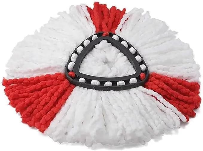 Suitable ，Compatible For Vileda， Compatible For Ocedar ，Spin Mop Heads Triangular Cleaning Cloth Pad Brush Head Replacement Accessories(Red and White-1pcs)