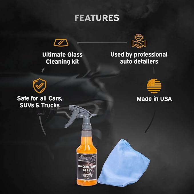 LANE'S Glass Cleaner & Towel Kit - Concentrated Glass Cleaner, Streak Free Formula - Corduroy Window Glass Towel (32 OZ)