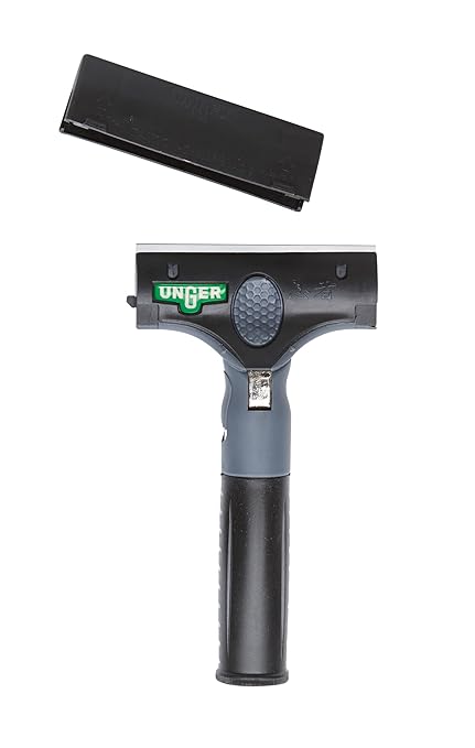Unger Commercial ErgoTec® Ninja 4" Glass Scraper with Blade and Safety Cap – Adjustable Angle for Efficient Window Cleaning EN100