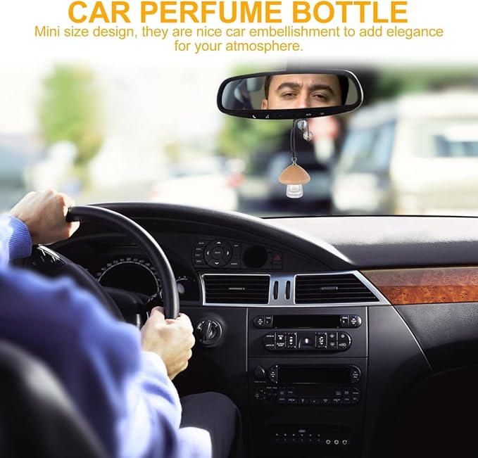 Mobestech Car Perfume Bottle Hanging Air Freshener Pendant for Rearview Mirror 5Ml Refillable Diffuser with Elegant Mini Design for Car Office Bedroom