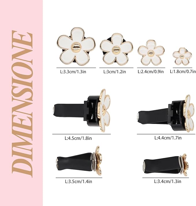 4pcs Flowers Car Air Freshener Vent Clips Cute White Daisy Flower Car Accessories for Women with Lavender Scent