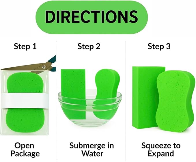 Multi-Purpose Sponges for Cleaning - Lime Green Sponge 10 Pack, Large Sponges for Car Washing, Tile & Grout, Bulk Pack Sponge