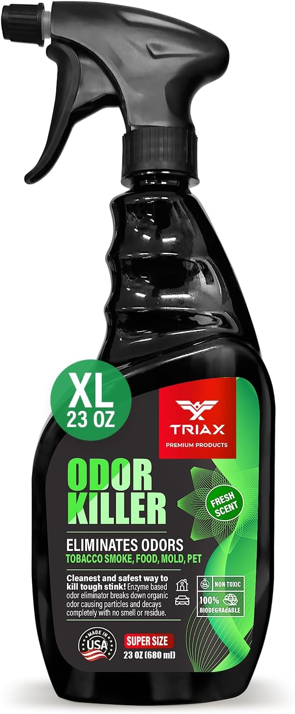 TRIAX Odor Killer - Advanced Odor Control - Ready to Use, Fresh Scent, Multi-Purpose - Non-Toxic and 100% Biodegradable - For Carpets, Fabrics, Hard Surfaces, and More