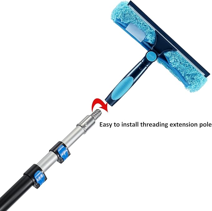 11" Window Squeegee and Microfiber Scrubber 2-in-1 Combo Cleaning Tools (Attachement Only) (7)