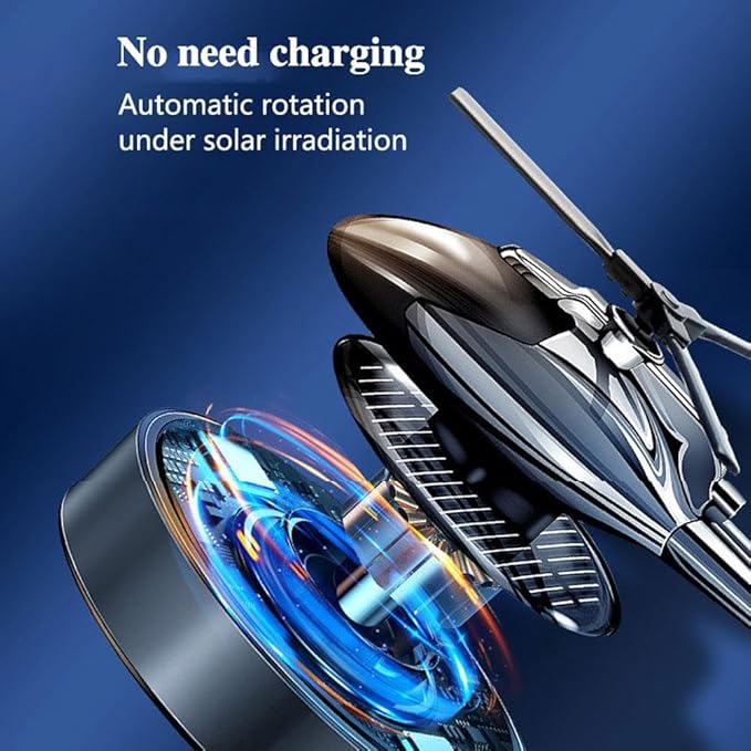 Solar Car Air Freshener, Helicopter Solar Energy Rotating Aromatherapy Aroma Diffuser Long Lasting Fragrance Perfume Car Accessories Cars Interior Decoration Ornament (Silver/Red/Black)