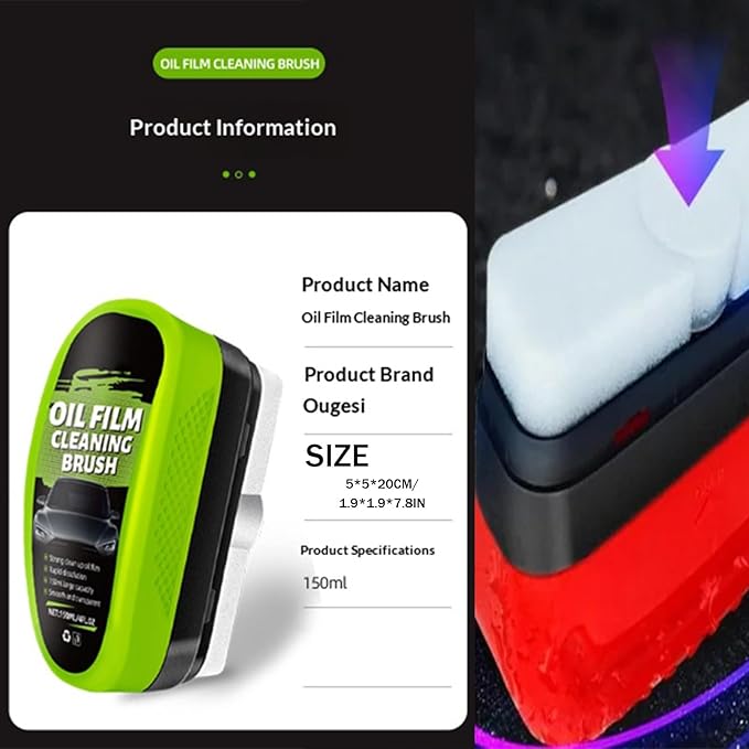2026 Upgrade Clear Vision Windshield Cleaner, Clearvision Car Windshield Cleaner, Automotive Oil Film Cleaning Brush for car windows Prevents Rain and Fog (2, Green)