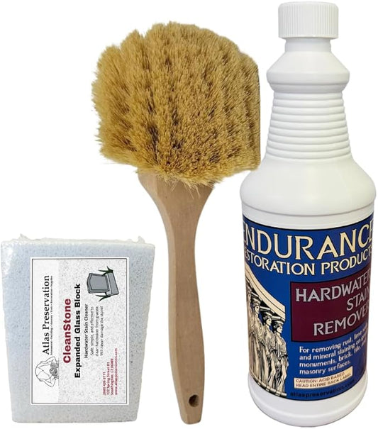 Endurance Hardwater Stain Cleaning Kit SMALL - Remove Hardwater Staining from Brick, Block, Granite, Grout, Clay Tile and More!