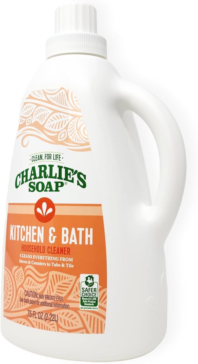 Charlie's Soap Kitchen & Bath Surface Cleaner Refill (75 fl oz) Eco-Friendly Spray & Wipe Multi-Purpose Cleaner Safe for Sensitive Skin (1 Pack)