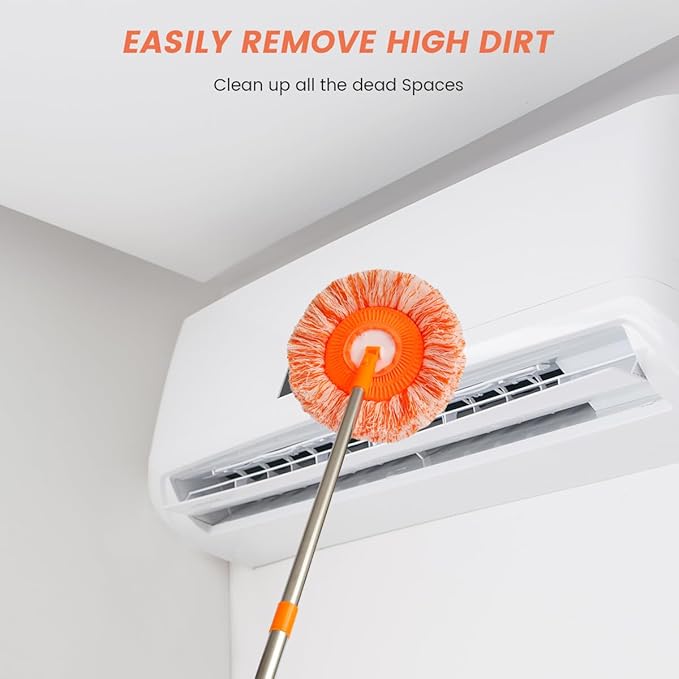 360° Rotatable Adjustable Cleaning Mop with Removable Poles and Replaceable Mop Heads, Extendable Wall Cleaning Mop, Window Cleaning Spin Mop for Floor Wall (4 Sections of Pole Plus 5 mop Cloths)