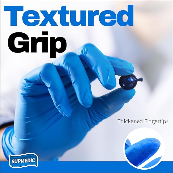 Disposable Nitrile Gloves, 5Mil Chemical Resistant Powder-Free Latex-Free Glove Exam Cook Tattoo, Black Blue 100Pcs