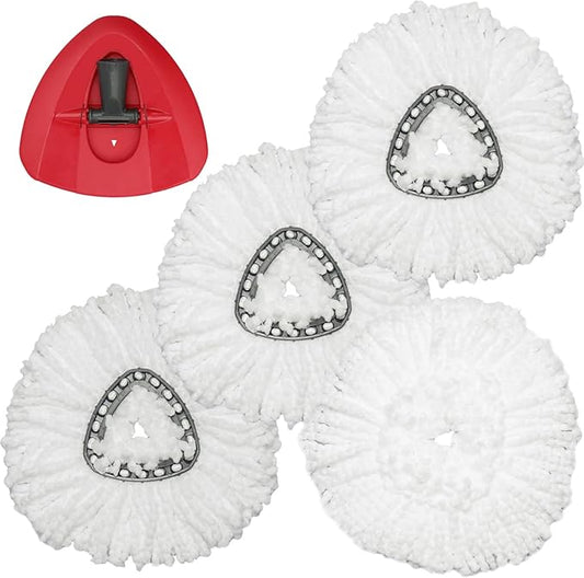 Spin Mop Replacement Head - EasyWring Mop Refills with Base Compatible with O-Cedar Triangle Spin Mop, Microfiber Mop Replace Head Easy Cleaning Floor Head Mop (White)