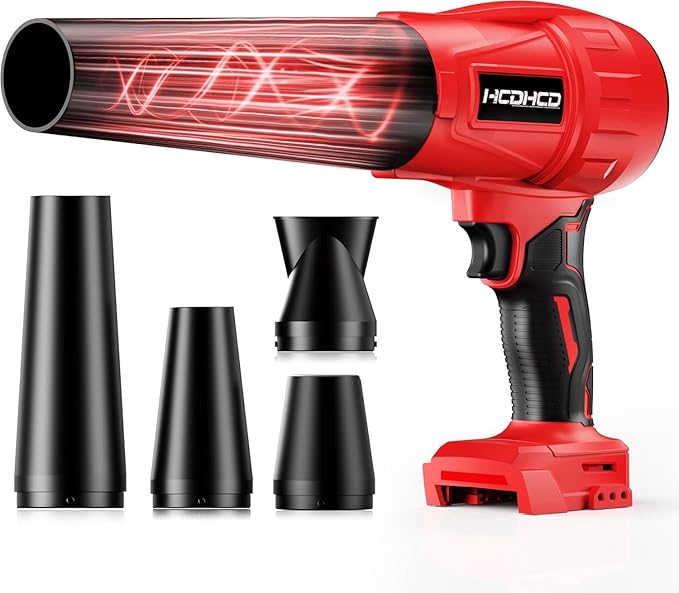 Cordless Leaf Blower Milwaukee M18 18V Battery,580000RPM Turbo Jet Blower with 4 Nozzles, Lightweight Handheld Blower for Patio, Lawn, Yard, Leaves, Dust, Garage & Snow Cleaning (No Battery)