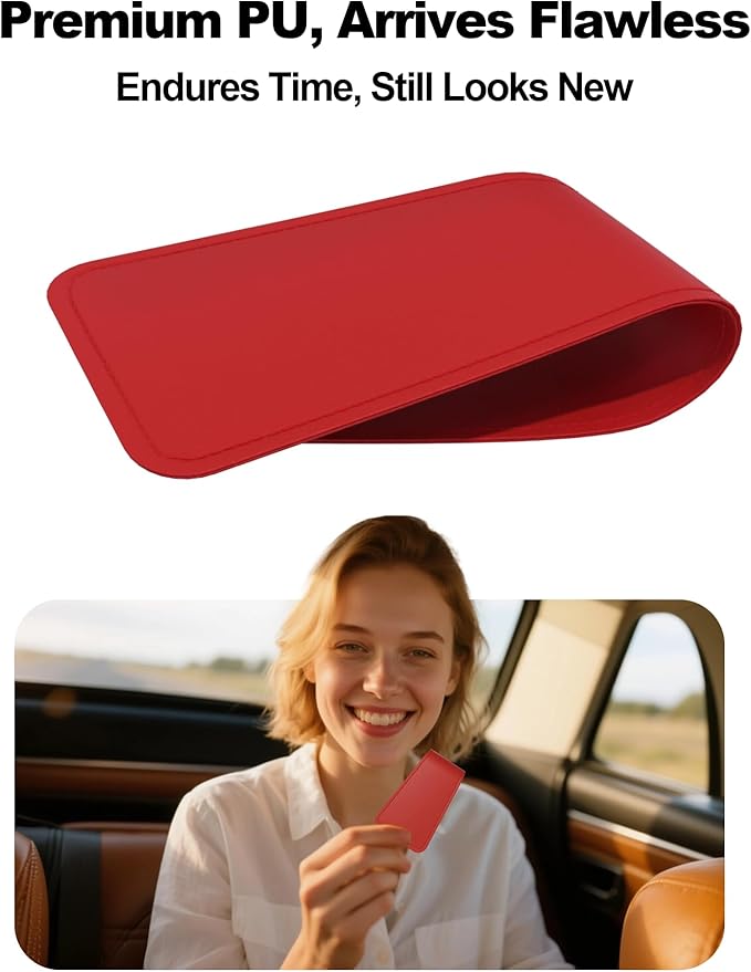 Patented Leather Car Air Freshener Visor Clip, Compatible with Drift Wood or Stone Car Freshener, Magnetic Design, Gentle on Sun Visors, Ideal for Modern & Electric Vehicles, Red (Clip Only)