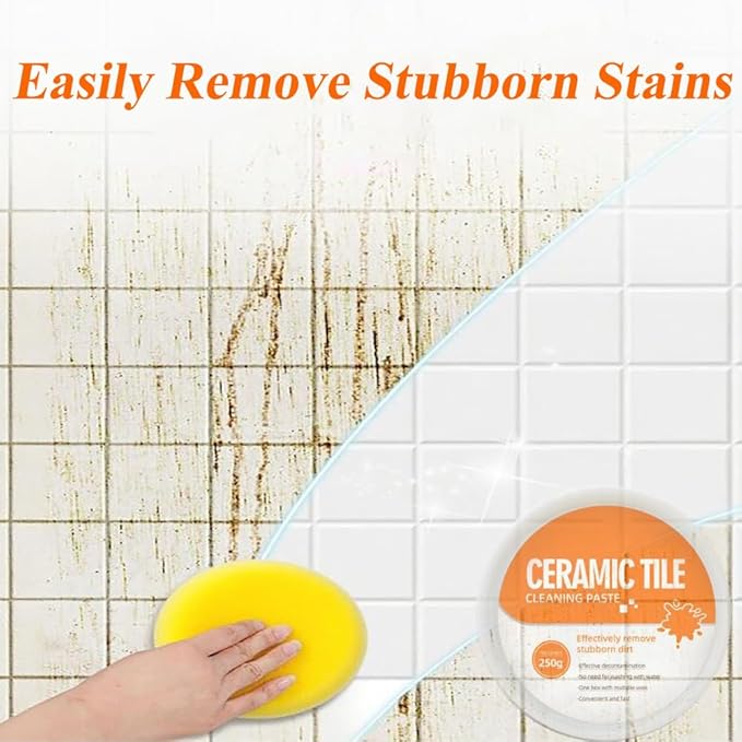 Tile & Grout Cleaning Paste, Heavy Duty Cleaning Paste for Tile, Ceramic, Granite, Porcelain, Marble Appliances & Fixtures, Removes Old Stains on Sink, Faucet, Bathtub-250g