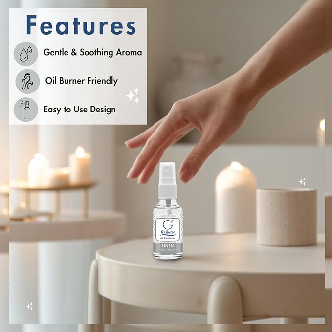 G's Breeze Linen Air Freshener - Crisp, Clean Fragrance with Cotton & Floral Notes - Inviting & Fresh Scent for Any Space - Long-Lasting Freshness - Ideal for your Home, Offices & More