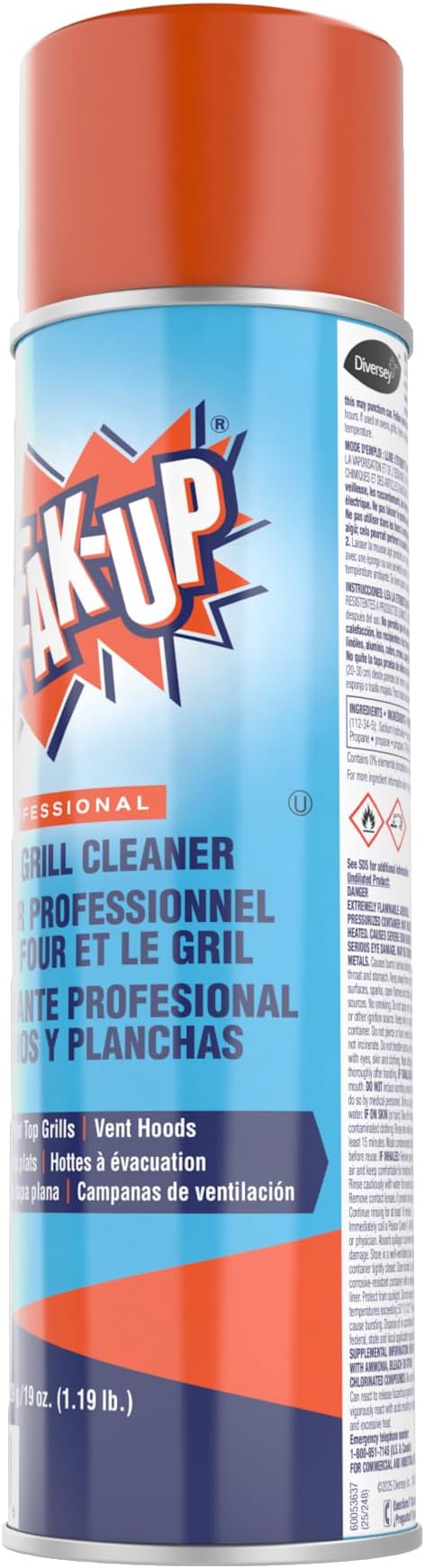 Diversey CBD991206 Break Up Professional Oven & Grill Cleaner, Heavy Duty Spray Removes Baked on Grease, Aerosol, 19-Ounce (Pack of 6)