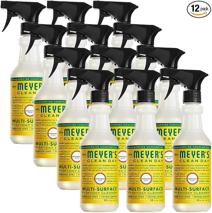 Mrs. MEYER'S Clean Day All-Purpose Cleaner Spray, Honeysuckle, 16 Fl Oz. (Pack of 12)