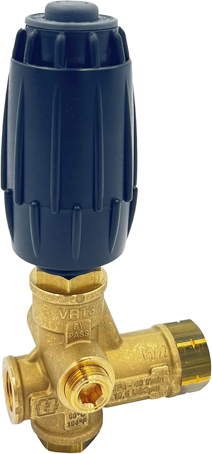 Annovi Reverberi VRT3-310EZ Unloader, Black Spring, 4500 PSI, 10.5 GPM, Adjustment Knob, EZ Start, Brass