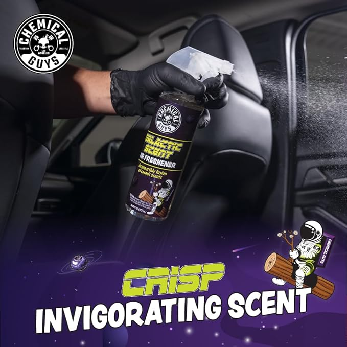 Chemical Guys Galactic Scent Air Freshener and Odor Eliminator, 16 fl oz with 3 Pack of Hanging Air Fresheners (Great for Cars, Trucks, SUVs, RVs, Home, Office, Dorm Room & More) - HOL460