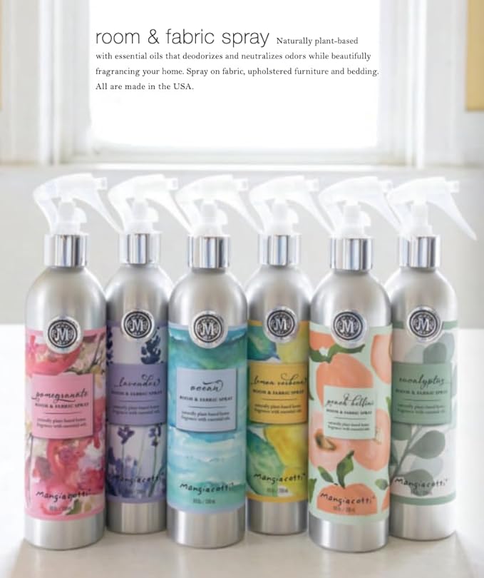 Mangiacotti Room Spritz Fabric Deodorizer Air Freshener Spray|Naturally Plant-Based with Essential Oils Room Fragrance, 8 Ounces, Lemon Verbena