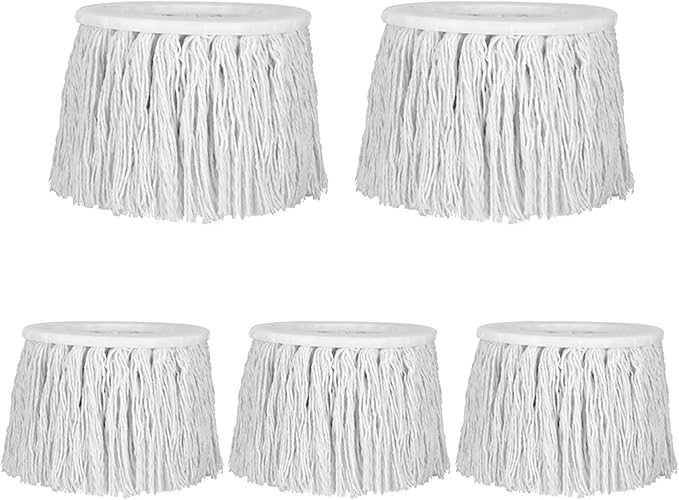 5 Pack Spin Mop Refill for Cotton Thread Mop Head Replacement, Round Cotton Compatible Mops Heads for Hardwood,Tile, Marble Floor