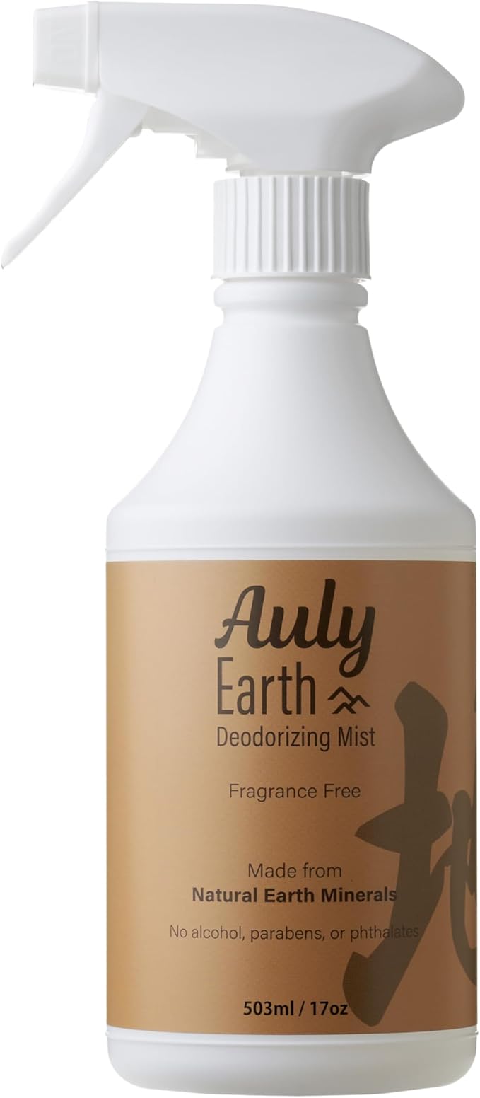 Auly Earth Deodorizing Mist - Mineral-Based Odor Eliminator for Fabric & Air - Unscented Spray for Homes with Pets - Japanese Mineral Formula (17 Fl Oz)