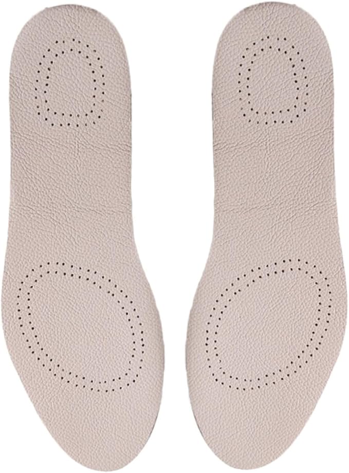 1pair Breathable Leather Insoles Shock-Absorbing Comfortable Shoe Pads for Sports and Daily Wear - and