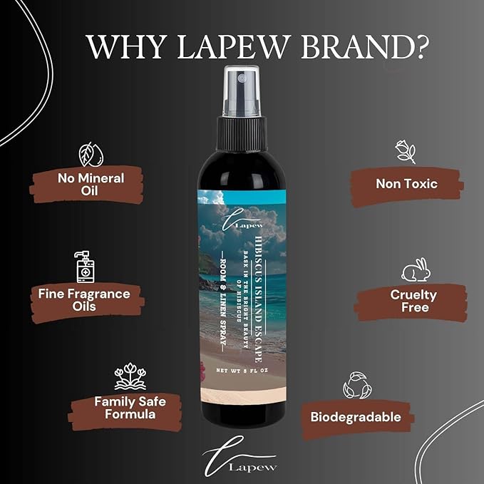 Lapew Room & Linen Spray | Fragrance Mist for Home, Car & Office | Fabric & Air Freshener | Neutralizing Mist | Made in USA | Hibiscus Island Escape