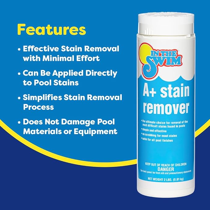In The Swim A+ Pool Stain Remover - 100% Ascorbic Acid - Professional-Grade Metal & Organic Stain Treatment - 2 Pound - 2 Pack