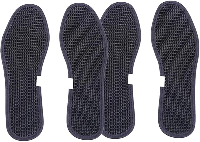 Bamboo Charcoal Shoe Insoles Mesh Insoles Sweat Absorbent Anti Odor Shoe Inserts Pads for Men Women Sports Running Black 2 Pairs Size 44