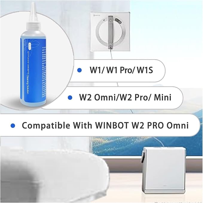 Window Cleaning Fluid - Compatible With ECOVACS WINBOT W2 PRO Omni/W2 Omni/W1 Pro/W1S/Mini - Streak-Free Formula Multi-Functional Glass Cleaner, Specialized Fluid For Window Cleaning Robots(2pcs)