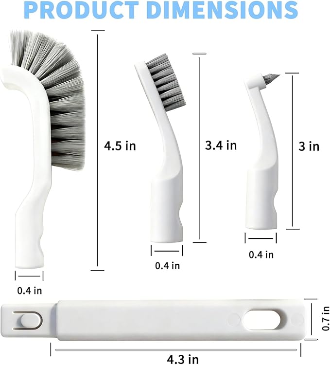 Crevice Cleaning Brush Set, Grout Brush Tools with 4Pcs Repalceable Scrub Brushes & 1 Handle, Small Hard Bristle Cleaner Brushes for Home Kitchen Sink Bathroom Corner Window Groove Cup Blender
