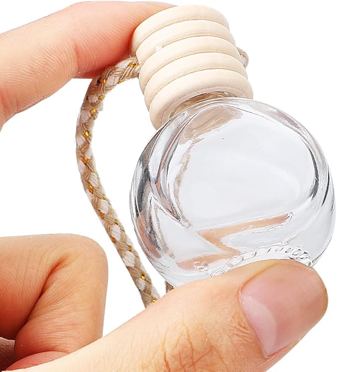 Car Aromatherapy Essential Oil Diffuser Bottle,10 Pack Car Air Freshener Bottle Empty Hanging Perfume Bottle Fragrance Decor Accessories Auto Window Ornament (round)