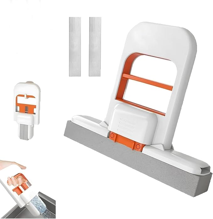 Mini Foldable Desktop Mop, Portable Mini Cleaning Mop, Lazy Desktop Sponge Mops, Mini Handheld Mops with Wet/Dry Spray for Bathroom, Kitchen, Desktop, Glass, Living Room, Car (White,1pcs)