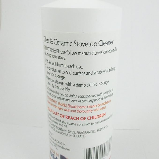 Cleaner Glass Stove Stovetop Polish Heavy Duty Cooktop Eco Friendly 12oz Bottle