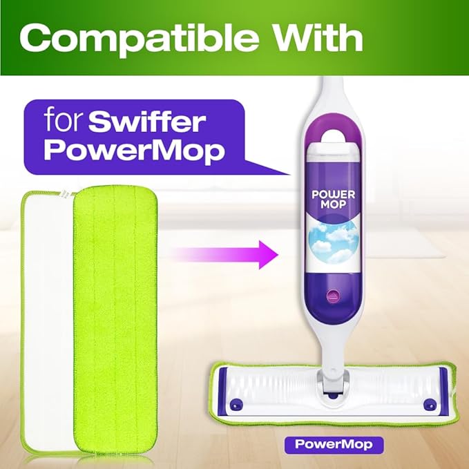 Spray Mop for Swiffer PowerMop Microfiber Multi-Purpose Cloth,5 Pack Upgraded Replacement Refills Reusable Flat Replacement Heads Pad Refills 7 Videos Swiffer PowerMop