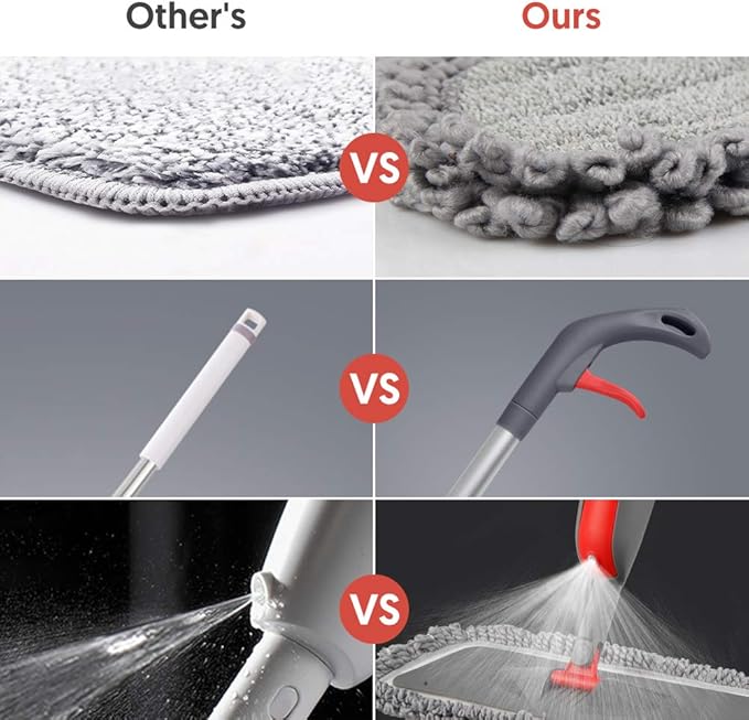 Spray Mop with 3 Washable Pads 2 Refillable Bottles for Floor Cleaning