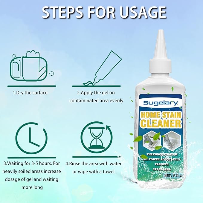 Sugelary Mold Stain Cleaner, 5 fl oz Mold Stain Cleaner Gel for Washing Machine, Home Stain Cleaning Gel for Fridge, Tile, Grout, Sink and Bathroom Use