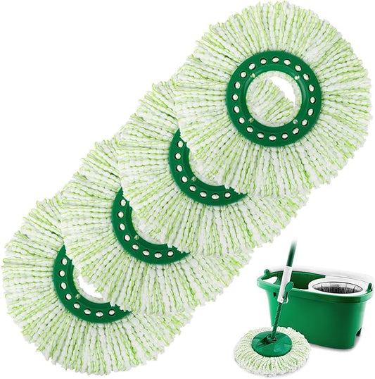 4 Pack Spin Mop Head Replacement Compatible with Libman Tornado, Microfiber Mop Head for Libman Tornado Spin Mop System, Machine Washable Mop Refill Head, Easy to Replace