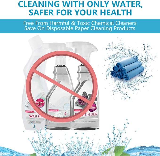 ZHIDIAN Window Glass Microfiber Cleaning Cloth - 8Pack Premium Lint Free Mirrors Polishing Rags, Eye Glasses Shower Glass Cleaner Towels, Wipes for Car Windows, Blue-12x12”
