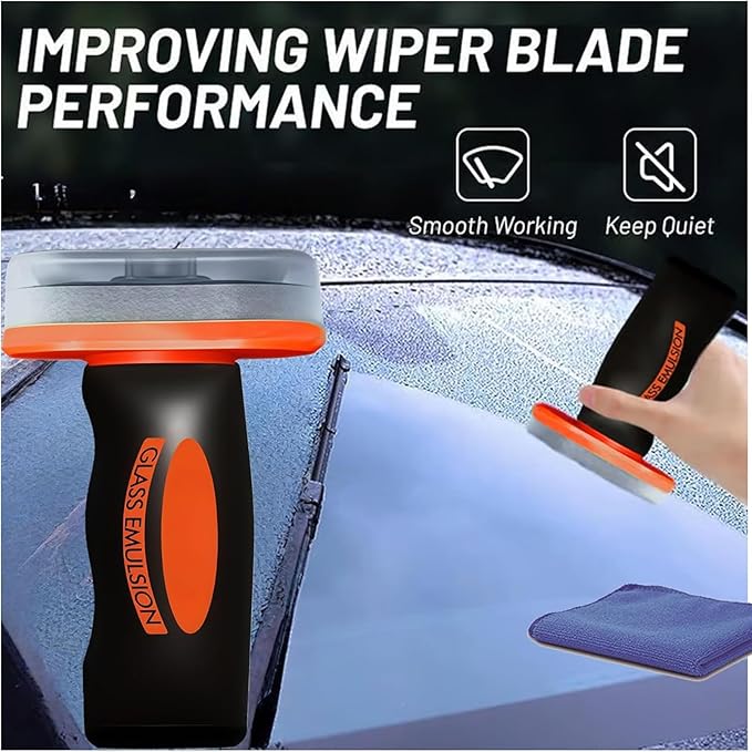 Glass Handle Oil Film Remover Lotion, Q4 Window Cleaner, Glasses Emulsion Cleaner, Roll-On Car Handle Oil Film Cleaning Brush, Removes Oils Films & Smudges, Universal Anti-Rain Fog Brush (2)