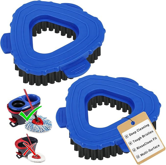 Spin Mop Scrub Brush Head Replacement for O Cedar RinseClean 2 Tank System – O ceda Scrub Brush Attachment 2 PC, Oceda Scrubber Mop Head for Bathroom, Kitchen, Tile and Floor Cleaning