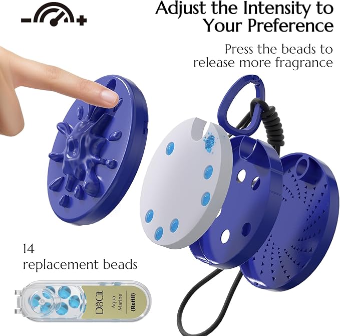 Car Air Freshener Hanging, Car Fresheners Long Lasting for Men & Women, Refillable Essential Oil Diffuser with 7 Beads + 14 Refills, 40-50 Days Scent for Home, Office, Bathroom - Ocean