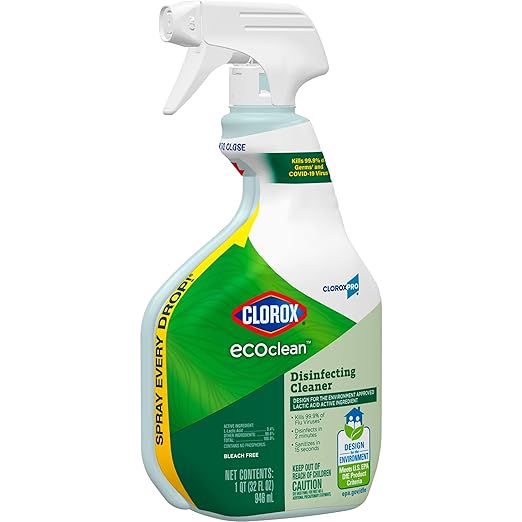 CloroxPro Clorox EcoClean Disinfecting Cleaner Spray Bottle, 32 Fluid Ounces, Pack of 9 (Package May Vary)