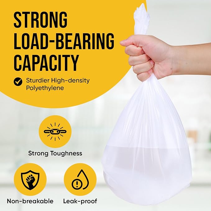 Small Trash Bags 4 Gallon - 100 Count 4 Gallon Trash Bag, White Small Garbage Bags, Unscented Bathroom Trash Bags Kitchen Office, Thickened & Strong 4 Gal Small Trash Can Liners