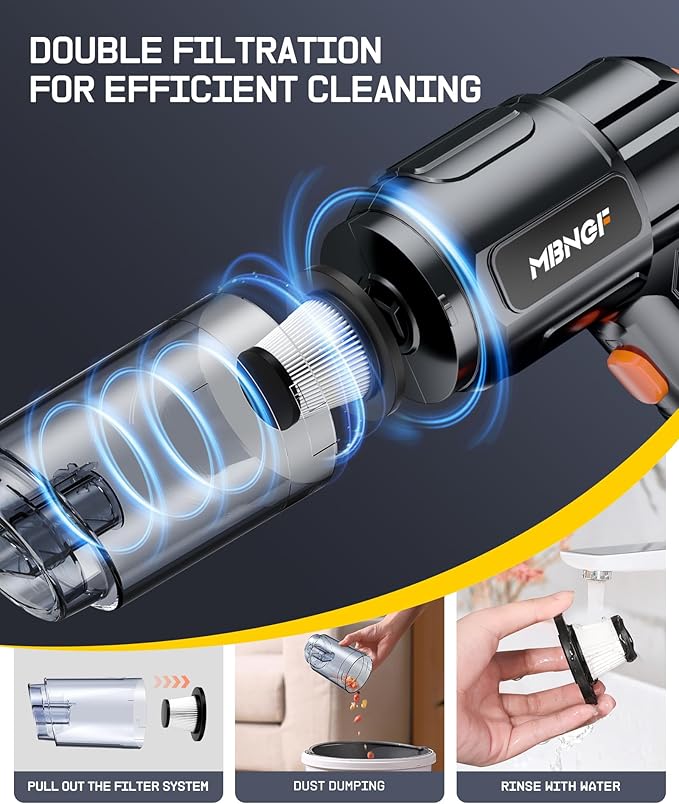 Car Vacuum Portable Cordless,35000PA High Power Suction & Blower, Handheld Vacuum Cleaner for Car, Home, Desktop, Keyboard,Birthday Gifts for Men Dad Husband(Midnight Black)