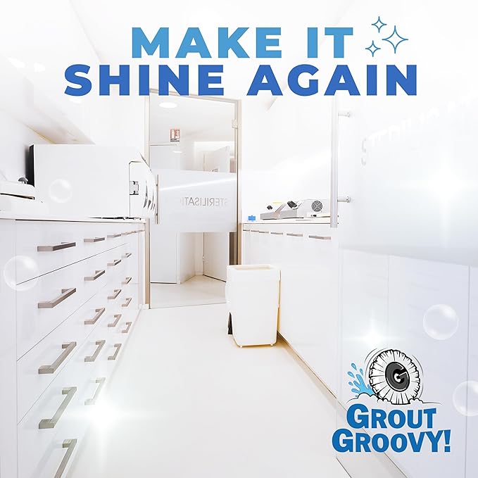 Electric Stand-Up Grout Cleaning Machine – Compact Lightweight Floor Scrubber for Tile, Bathroom & Kitchen Grout Lines | Easy-to-Use Deep Cleaner for Ceramic & Porcelain Tile Floors (Small)