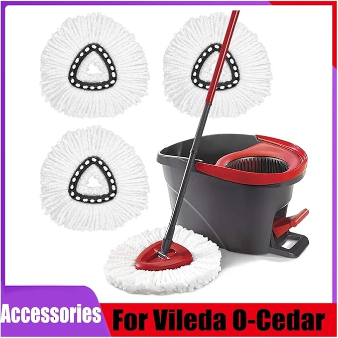 360 Rotating Mop Head Replacement Microfiber Spin Floor Mop Cleaning Head Compatible For Vileda Mop Household Cleaning Tool(4 pcs)