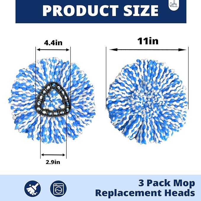 6 Pack Mop Replace Head, Mop Head Replacement, Microfiber, Machine Washable, Easy to Replace and Deep Cleaning, 313